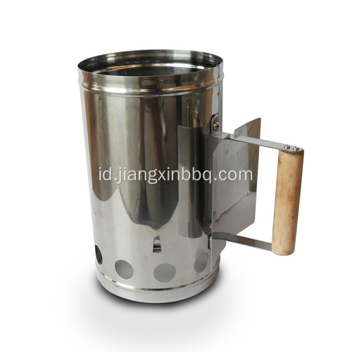 Starter Arang Cerobong Stainless Steel Dengan Gagang Kayu